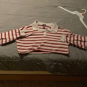 crop top long sleeve striped shirt
